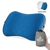 [page_title]-Hikenture Aufblasbares Camping/Reise Kissen mit Abziehbarem Kissenbezug, Ergonomisches Kopfkissen, Komfortables Nackenkissen für Reise/Outdoor, Inflatable Travel Neck Pillow(Blau), Blau, One Size