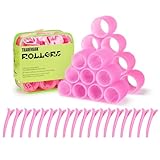 Trademark Beauty Small and Medium Self-Grip Hair Rollers Set – 37-Piece Kit with Rollers, Clips & Travel...