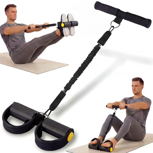 Upgraded Pedal Resistance Band with Handle - Fashion Puller Exercise Tool, Thickened Built-in Latex Tube Pedal Resistance Device & Soft Nitrile Rubber Anti-Slip Footrest for The Core/Arms (Black)