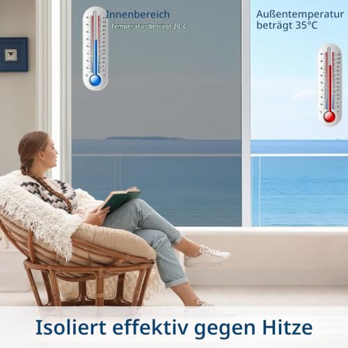 Niviy Spiegelfolie Fensterfolie Bickdicht Tageszeit Sichtschutz von außen 105x400cm Selbstklebend ohne Rückstände UV-Schutz und Hitzeschutz… – Ansicht 3