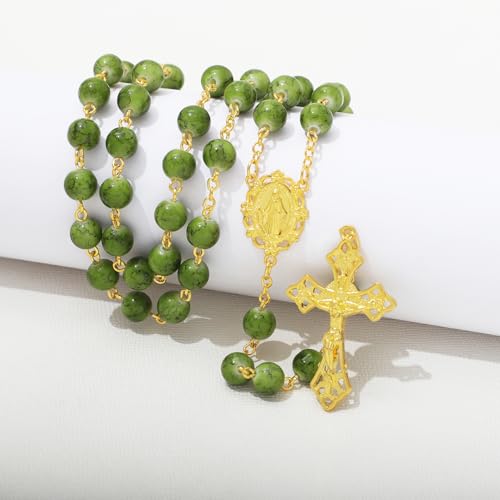 KOMI Rosary Beads Catholic for Women Gemstone Rosary Beads Necklace with Crucifix Cross Crystal Pearl Rosary Rosarios Catolicos Catholic Gifts4