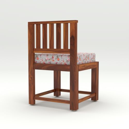 Image of Solid Sheesham Wood Dining Chair Set of 4 | Wooden Arm Chairs with Cushion | Living Room Chair | Dining Table Chair | Modern Wooden Furniture
