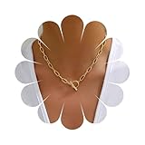 Enautoabs Minimalist Gold Chain Toggle Clasp Necklace Plated Chunky OT Necklaces Paperclip Link Choker Necklace Dainty Gold Statement Necklaces Jewelry for Women(Paperclip Chain)
