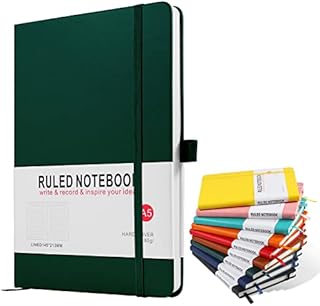 Notebook A5, Journal A5 Notebook 200 Pages 80 GSM Journal Notebook Hardback Notepad with Lined Pages, Pen Loop and Expandable Paper Pocket, Journal Notepad Note Book (Red)