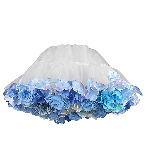 Handmade Flowers Petticoat Halloween Tutu Tulle Lolita Underskirt Lady's Princess Puffy Party Cosplay Skirt Support Cute Girl's Short Dress With Harvest Flowers