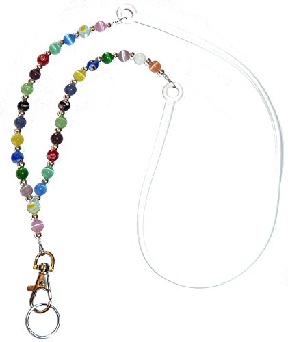 Hidden Hollow Beads Beaded Women’s Universal Lanyard Silicone Strap, Cell Phone Teacher Nurse Keys Keychain Exersize ID Card Badge Holder