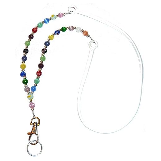 Hidden Hollow Beads Beaded Women's Universal Lanyard Silicone Strap, Cell Phone Teacher Nurse Keys Keychain Exersize ID Card Badge Holder