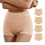 MEIYATING Boy Shorts Underwear for Women High Waisted Cotton Panties Stretch Briefs 4 Pack