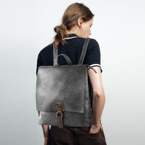 Image of Women's Fashion Backpack Purse Multipurpose Design Convertible Satchel Handbags Shoulder Bag Travel bag (Grey)