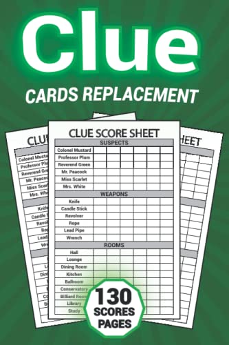 Clue Cards Replacement: Score Sheets Refills for Clue Board Game, Detective Answer Pads, Scorebook with 130 Pages, Extra Small size 6x9 inches