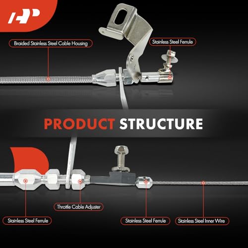 A-Premium Transmission Kick Down Cable Kit - Compatible with Chrysler 727, Dodge 727, Plymouth 727 Transmission - Braided Stainless Steel Transmission Detent Kickdown Trans Wiring Kit by A-premium - Image 5