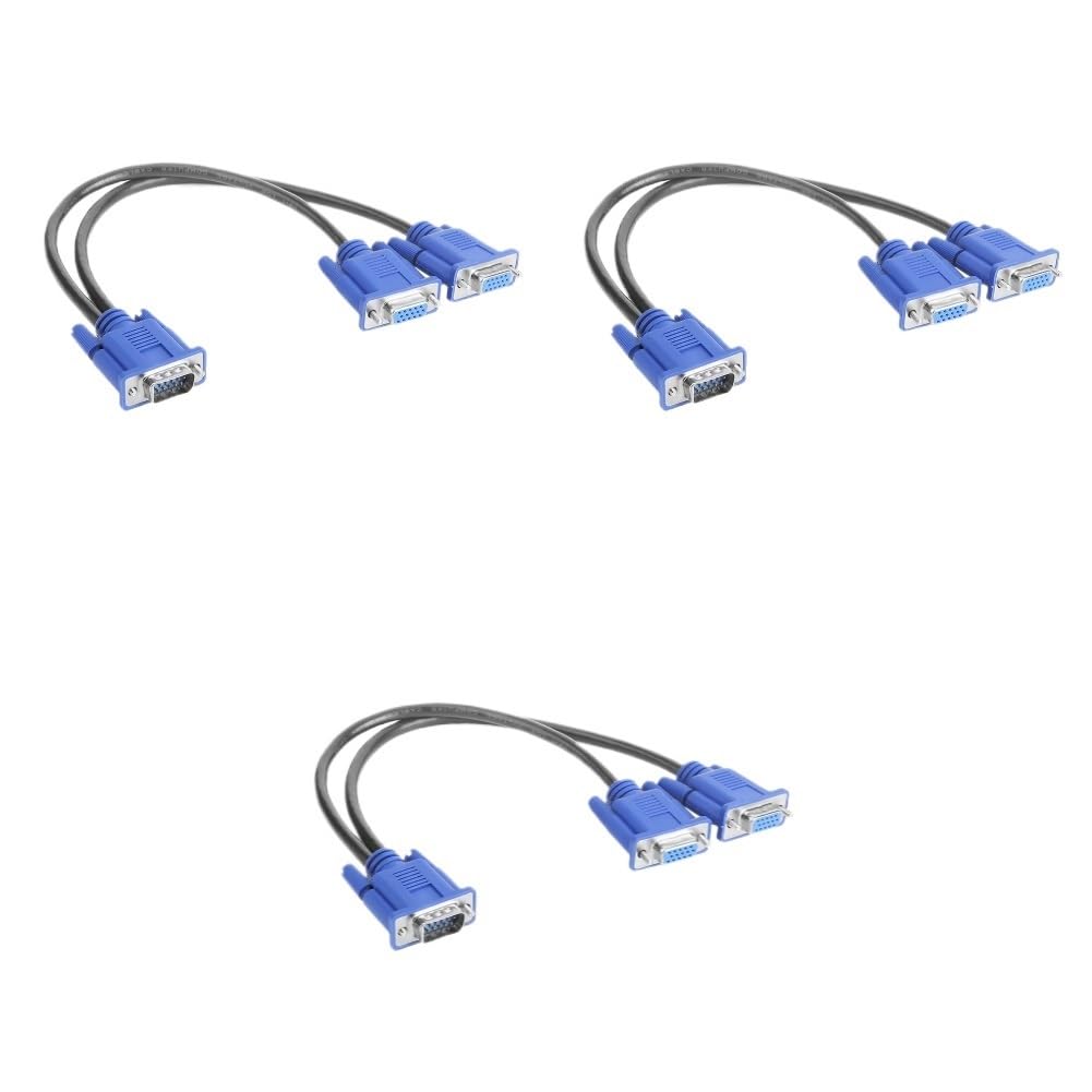 1 męski kabel VGA na 2 żeński rozdzielacz VGA 2-drożny monitor podwójny graficzny LCD Y Splitter kabel (3 szt.)