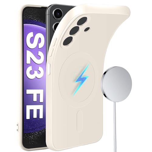Coque Samsung S23 FE MagSafe silicone blanc fin doux housse aimantée antichoc
