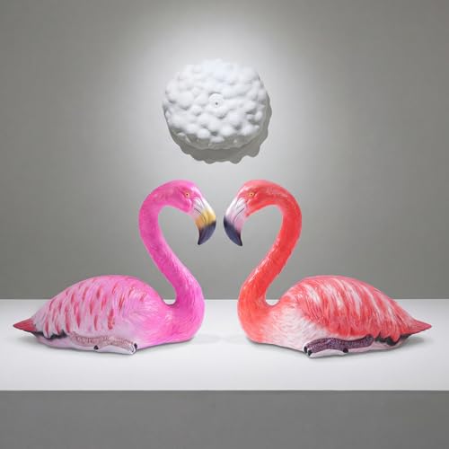 Set de 6 flamencos decorativos pintados a mano en HDPE