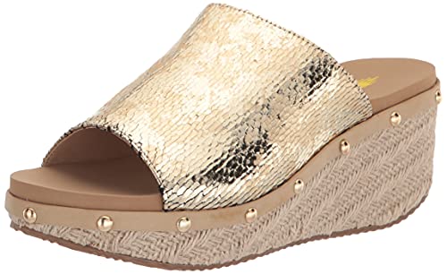 VOLATILE Women's Wedge Sandal, Gold, 10