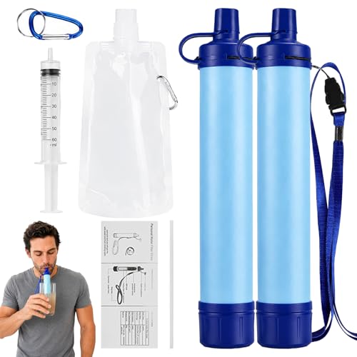 Hydra X1 Water Filter Emergency Water Filter Straw Portable Lightweight for Hiking Camping Travel (2PCS)
