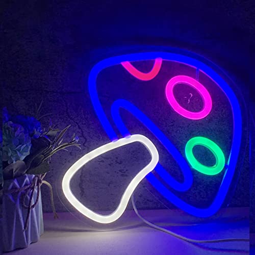 Image of LED Mushroom Neon Sign for Bedroom Room, Cute LED Neon Sign for Game Room & Bedroom Wall Decor, 3D Neon Lamp for Children, Girls, Boys, Safe Nightlight Gift Idea