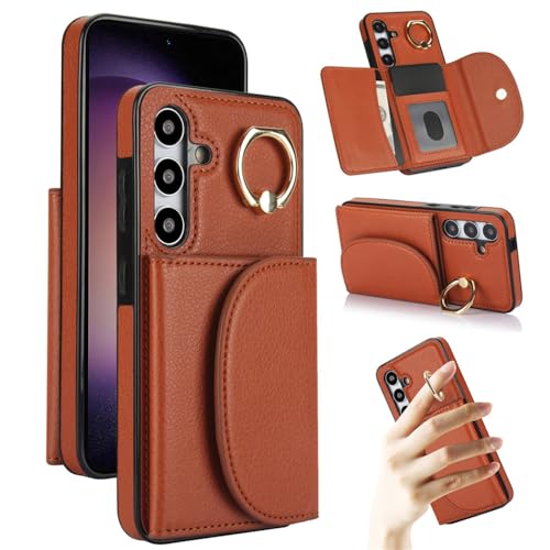 Housse portefeuille Samsung A54 et S23 en cuir marron idéale pour les trajets
