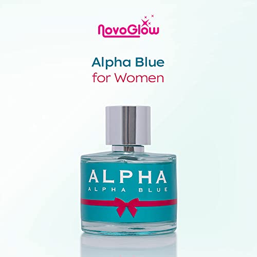 Alpha Blue For Women - 3.4 Fl Oz Oz Eau De Parfum Spray - Long Lasting Fruity & Floral Fragrance Smell Fresh & Feminine All Day Includes Novoglow Carrying Pouch Gift For Women For All Occasions #TOP1