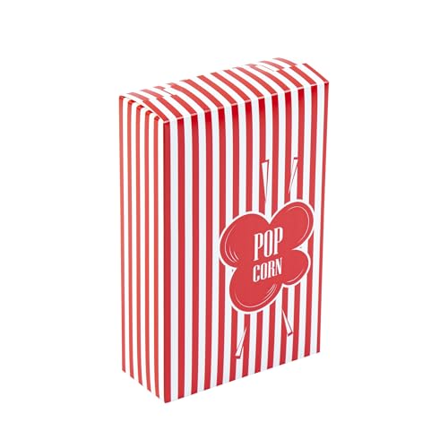 Image of Restaurantware Popcorn Container 400 Count 11.25 Oz Paper Popcorn Holder Carnival Box, Red and White Striped Disposable Vintage Style Movie Theater Box