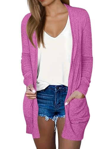 DB MOON Womens Lightweight Cardigan Long Sleeve Sweater Pink S