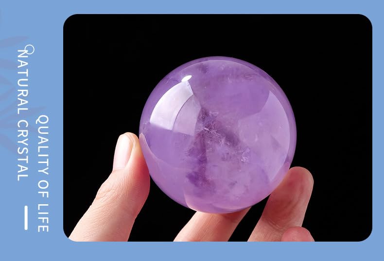 NIBHZ Bola De Amatista De Guardián Natural, Piedra Preciosa En Bruto, Regalos Artesanales Pulidos, Esfera De Piedra De Cristal De Cuarzo Púrpura, Decoración del Hogar,Púrpura,65~70mm
