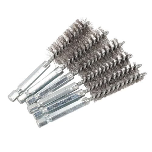 Image of Copper Pipe Cleaner Set 3 Sizes Set Copper Pipe Cleaner for Power Drill, 1 /2 3 /4 1 Inch Tube Cleaning Brush with Stainless Steel Wire 1 /4 Inch Shank for Soldering