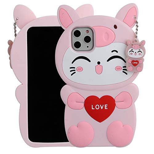 Phenix Color Cartoon Case for iPhone 11 Pro Max 6.5" 2019, Cartoon 3D Cute Soft Silicone Rubber Protective Gel Back Cover,Animated for Kids Girls (Hello Kitty Pink, iPhone 11 Pro Max 6.5")