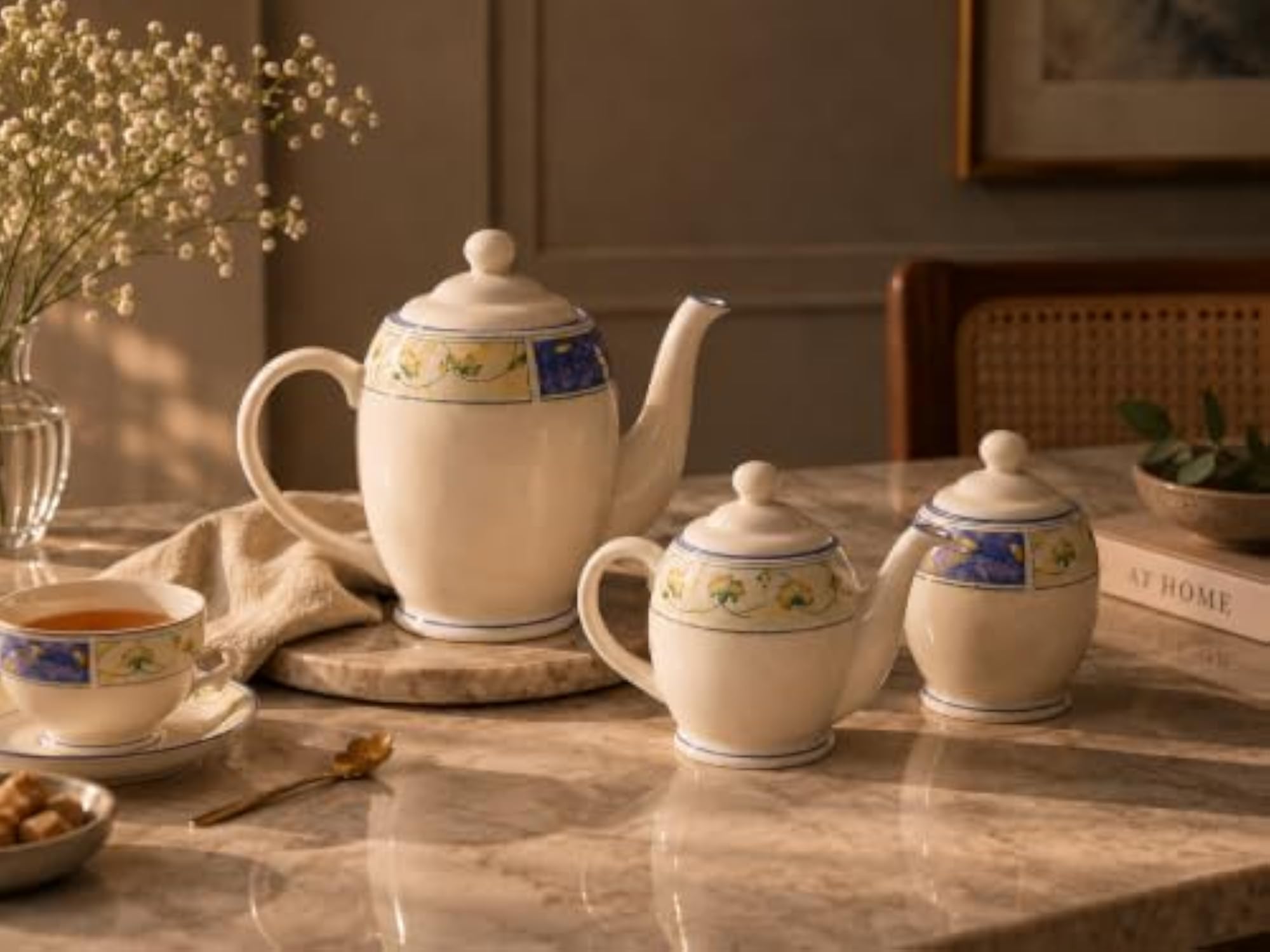 Premium Bone China Tea Set, Elegant Floral Design