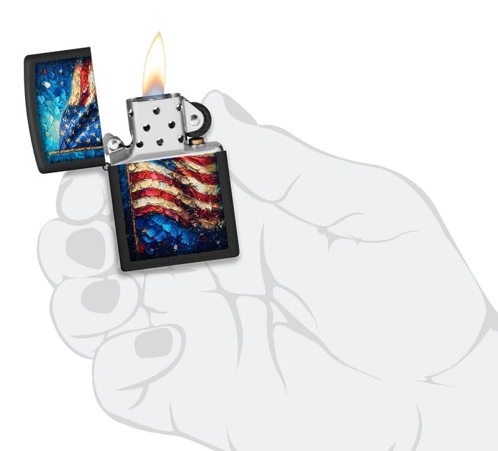 Encendedor Zippo con diseño negro mate bandera pintada miniatura 4