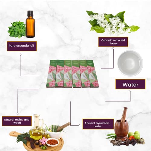 Naqsh Handmade 6X20 Incense Pack -120 Sticks, 100% Natural Hand Rolled 125Gm Stick With Free Wooden Holder For Long Lasting Aroma, Sensual Therapy & Meditation, Home Cleansing (Lemongrass) #TOP2