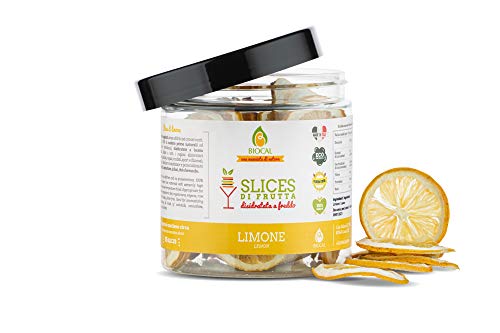 Biocal - Rodajas de limón deshidratadas/limón disecado/frutas deshidratadas naturales/para gin tonic/limones deshidratados/botánicos cóctel/gin tonic especias/gin tonic/aromas para gin/naturales/60gr