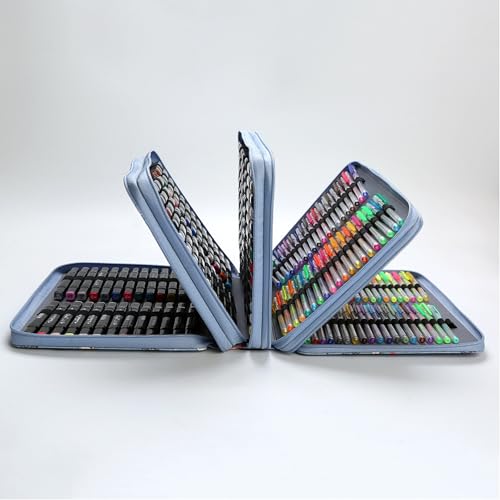 Image of Grey Marker Case, 264 Slots for (104 Markers Bag + 160 Gel Pencils Organizer) Alcohol Marker Pencil Holder for Art Sketch Markers, Permanent Paint Pens Artist Supplies