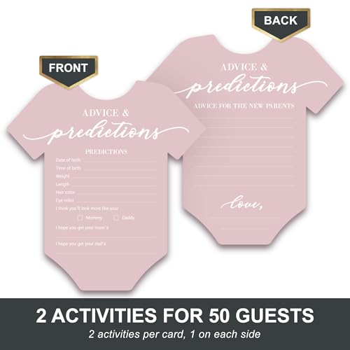 Baby Shower Advice & Prediction Cards - For 50 Guests - Pink Onesie by Perfect Occasion - Used condition - Image 3