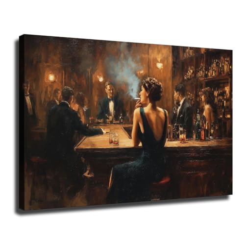 CIDLNMY Prohibition Speakeasy Canvas Wall Art Vintage 1920s Nightlife Poster Cocktail Bar Lounge Wall Art Ready To Hang Aesthetic Room Decor (Speakeasy-4 1624 inch)