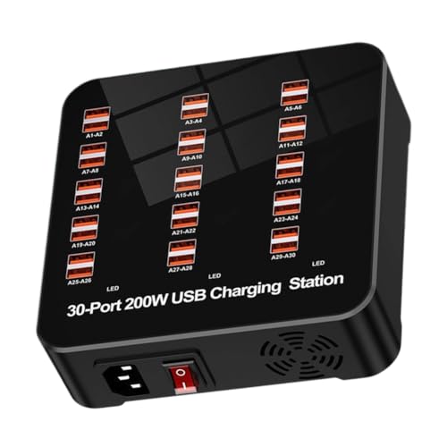 Cargador USB Tipo C 30 Puertos Multipuerto 200W Estación de Carga de Escritorio 5