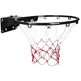 14 Inch Adjustable Height Basketball Hoop, Wall Mount Rims with Net for Driveway Backyard Indoor Outdoor