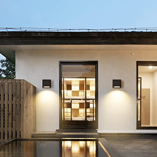 Applique da Parete LED Esterno Interno-2 Pezzi, IP65 Lampada da Parete Moderno, 5W Luce Calda 3000K Nero Applique da Esterno per Giardino Portico Garage Patio Camera da letto Soggiorno - Illuminazione - Immagine 1