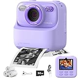 BEBERISI Kinderkamera, Sofortdruckfoto, HD-Digitalkamera-Spielzeug für Jungen und Mädchen, Alter 3, 4, 5, 6, 7, 8, 9, 10, 11, 12 Jahre, Weihnachts- und Geburtstagsgeschenk, Violett