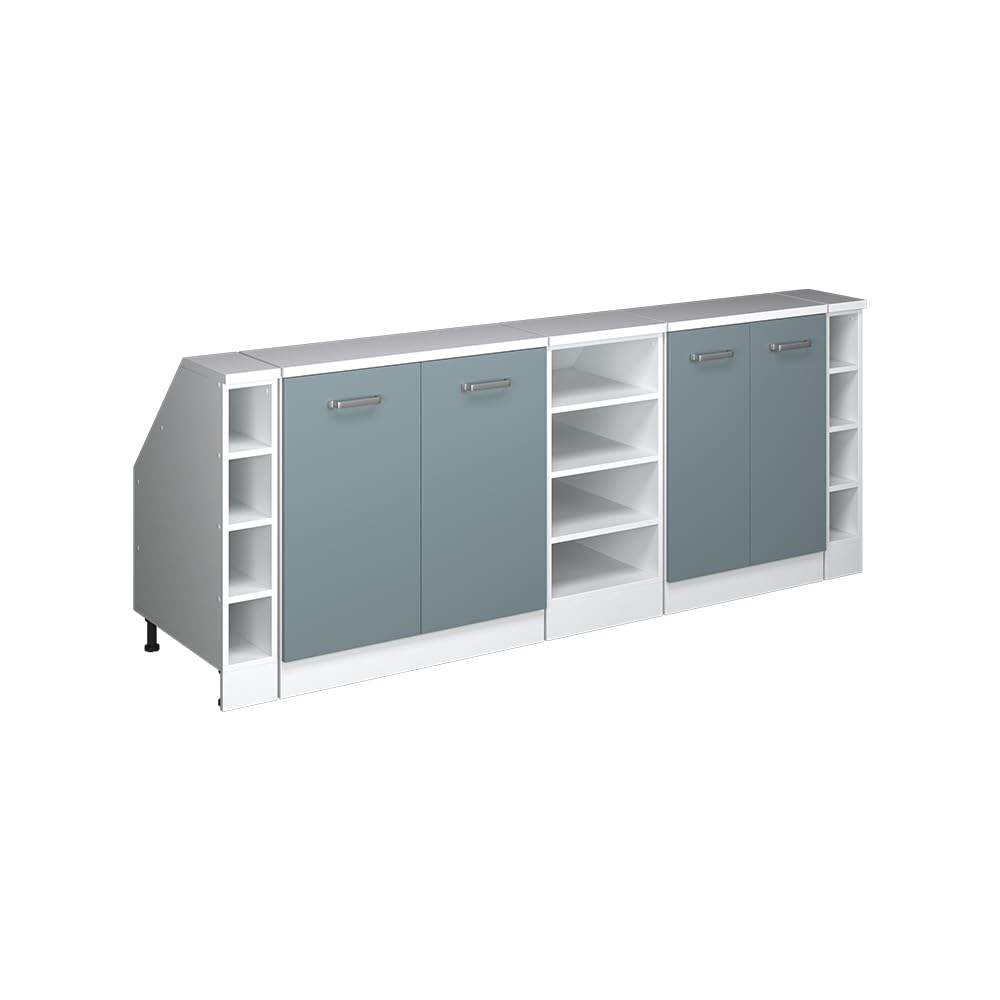 Vicco Set di mobili sottotetto Rion, Grigio-​blu/​Bianco, L210 x P60 cm Set di 5, salvaspazio per soffitti inclinati