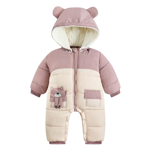 WYTbaby Schneeanzug Baby Overall Winter Dickes Warm Strampler Winddicht Winteranzug Mit Kapuze für Baby Junge Mädchen 18-24 Monate