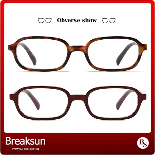 Image of Breaksun Retro Rectangle Glasses for Women Men Small Square Blue Light Blocking Glasses Vintage Eyeglasses