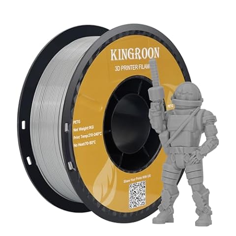 Kingroon PETG Filament, PETG Filament 1.75mm,Filament PETG Grey,3D Printer Filament PETG, Dimensional Accuracy +/- 0.03mm, 1KG Spool (2.2 LBS) 3D Printing Filament for 3D Printer