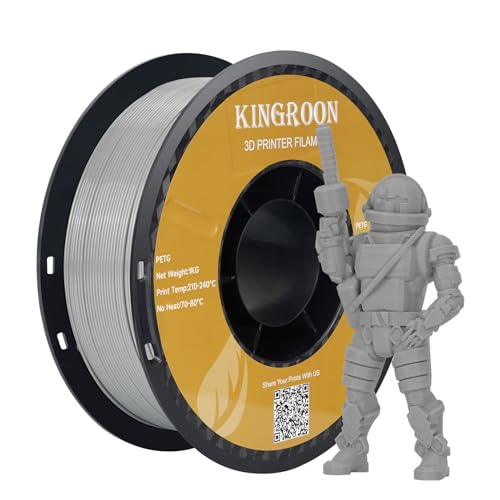 Kingroon PETG Filament, PETG Filament 1.75mm,Filament PETG Grey,3D Printer Filament PETG, Dimensional Accuracy +/- 0.03mm, 1KG Spool (2.2 LBS) 3D Printing Filament for 3D Printer