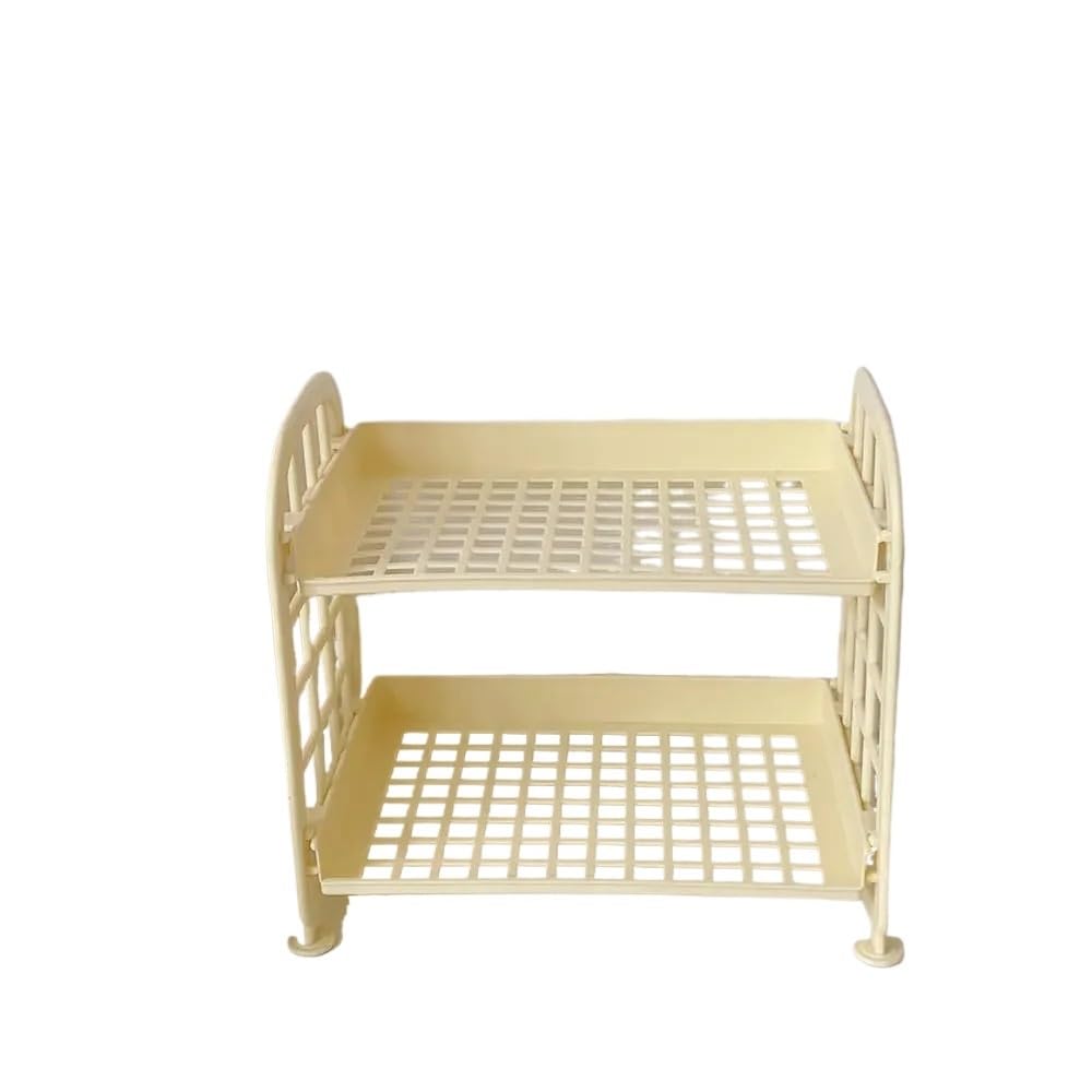 carxterken Desktop Stationery Rack Storage Holder Multi-Functional Plastic Shelf(Sliver)
