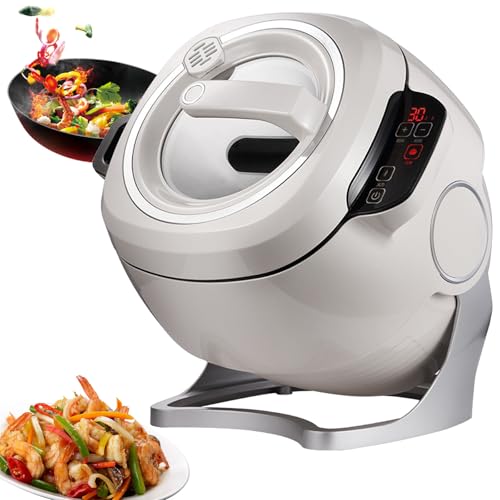 Robot de Cocina Automático - Sartén Eléctrica 6L con Rotación 360°, 3 Zonas Calentamiento, Programas Preestablecidos para Comida Asiática/Española