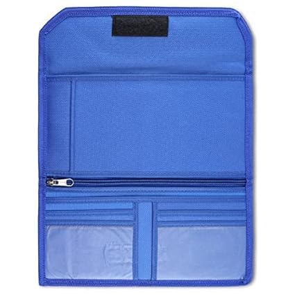 Image of Cheque Book Card Pouch| Passbook & Document Safe Bag | Multi Pocket Expanding Zip Holder for Travel, Office, Locker Key, Photo Slots, Credit /Debit Card Slots | Men & Women (Blue)