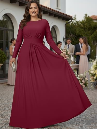 Image of KOH KOH Womens Long Sleeve Flowy Modest Elegant Evening Maxi Dress Gown