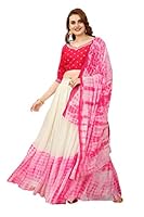 RIBRONA Women's Digital Printed Poly Georgette Semi Stitched Lehenga Choli and Dupatta Set (Pink)