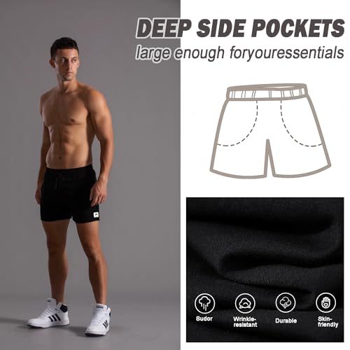 Mens 5 Inch/7 Inch Cotton Shorts Mens Sweat Athletic Shorts for Men Gym Worket Short with Pockets3
